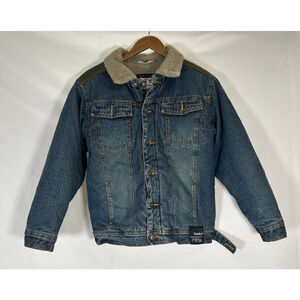 Vintage Timberland Denim Sherpa Lined Trucker Jacket Youth Lg 16-18 Bnfts Chrty